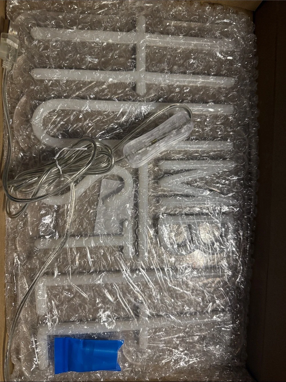 White Neon-Style LED Light Sign with Clear Power Cord